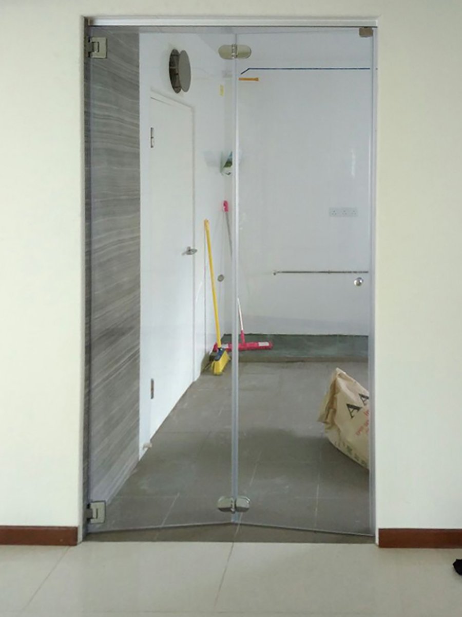 BiFold Glass Door With Clear Tempered Glass Glass Kitchen Door
