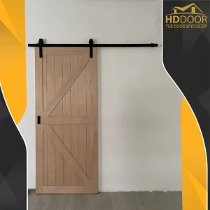 Sliding Bare Finish Barn Door with expose track