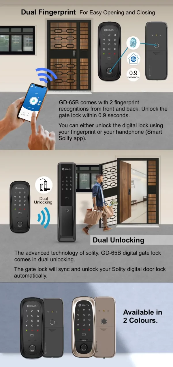 Solity GD-65B Smart Gate Lock Special Features