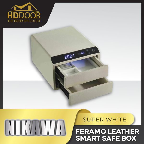 NIKAWA Feramo Leather Smart Safe box-Super White