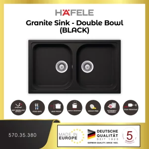 HÄFELE Double Bowl Granite Sink - 570.35.380 (Black)