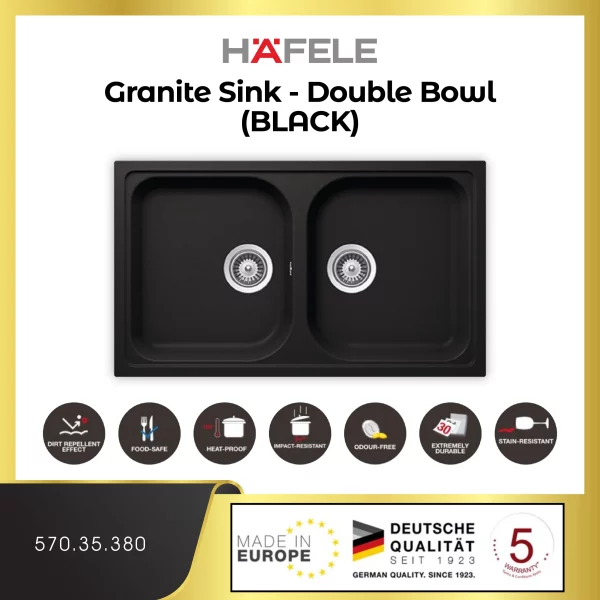 HÄFELE Double Bowl Granite Sink - 570.35.380 (Black)