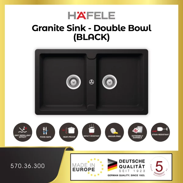 HÄFELE Double Bowl Granite Sink - 570.36.300 (Black)