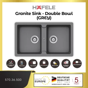 HÄFELE Double Bowl Granite Sink - 570.36.500 (Grey)