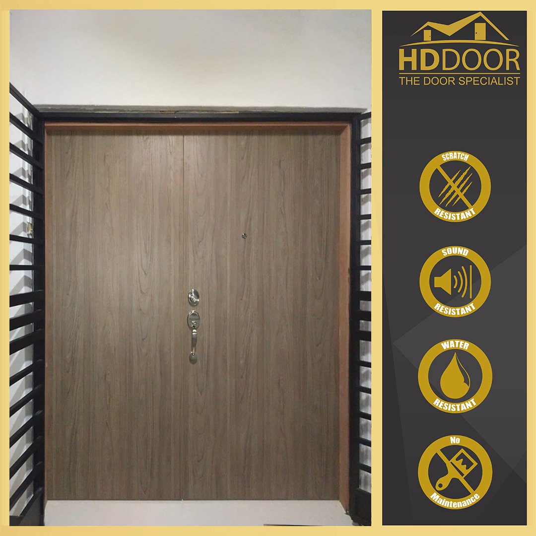 Double Equal Panel Laminate Main Door