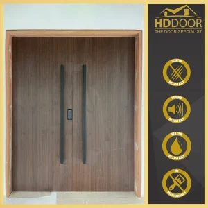 Laminate Main Door Double Equal Panel with Long Bar Handle In singapore