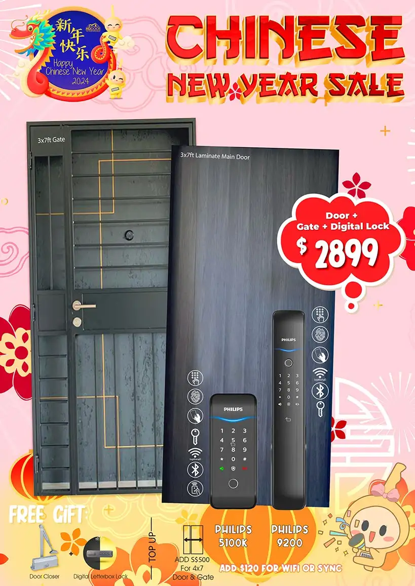 chinesh new year bundle promotion laminate main door mild steel gate philips 5100k philips 9200