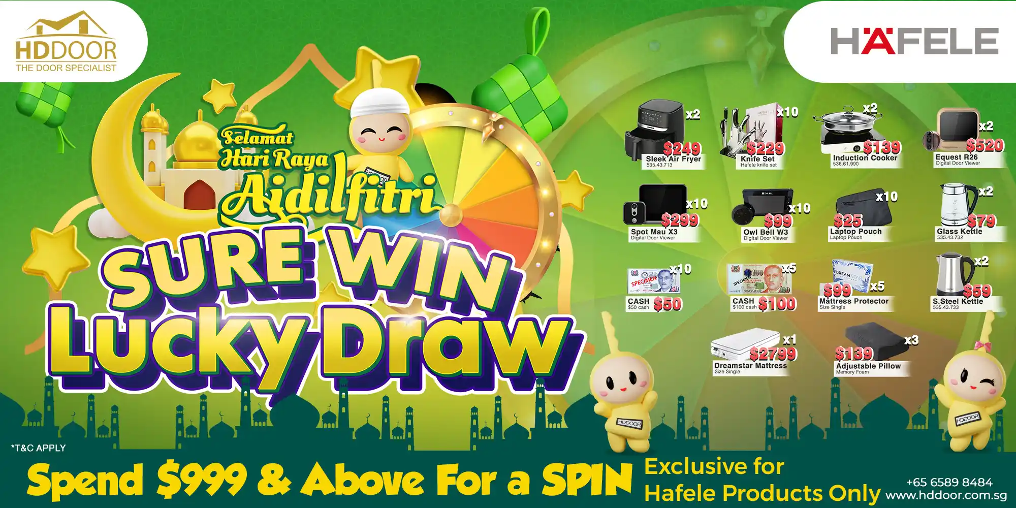 Sure Win Raffle Draw Celebrate Singapore's 59th National Day with HDDOOR Promotion