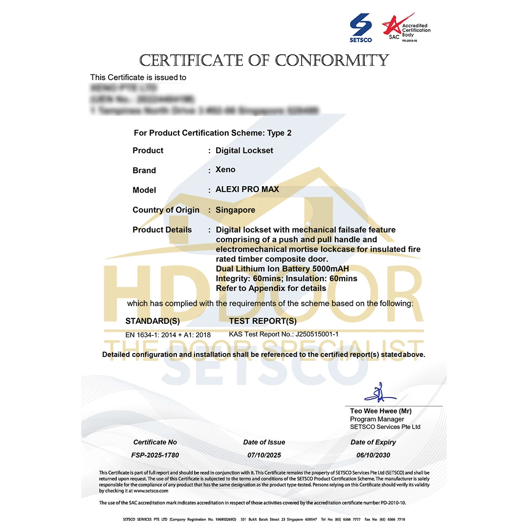 XENO Alexi Pro Max Fire Rated Digital Lock